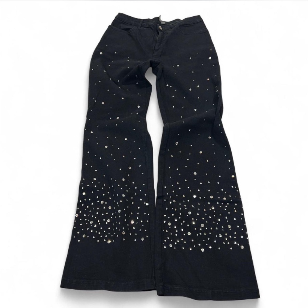 Aqua Jeans Black Denim with Rhinestones